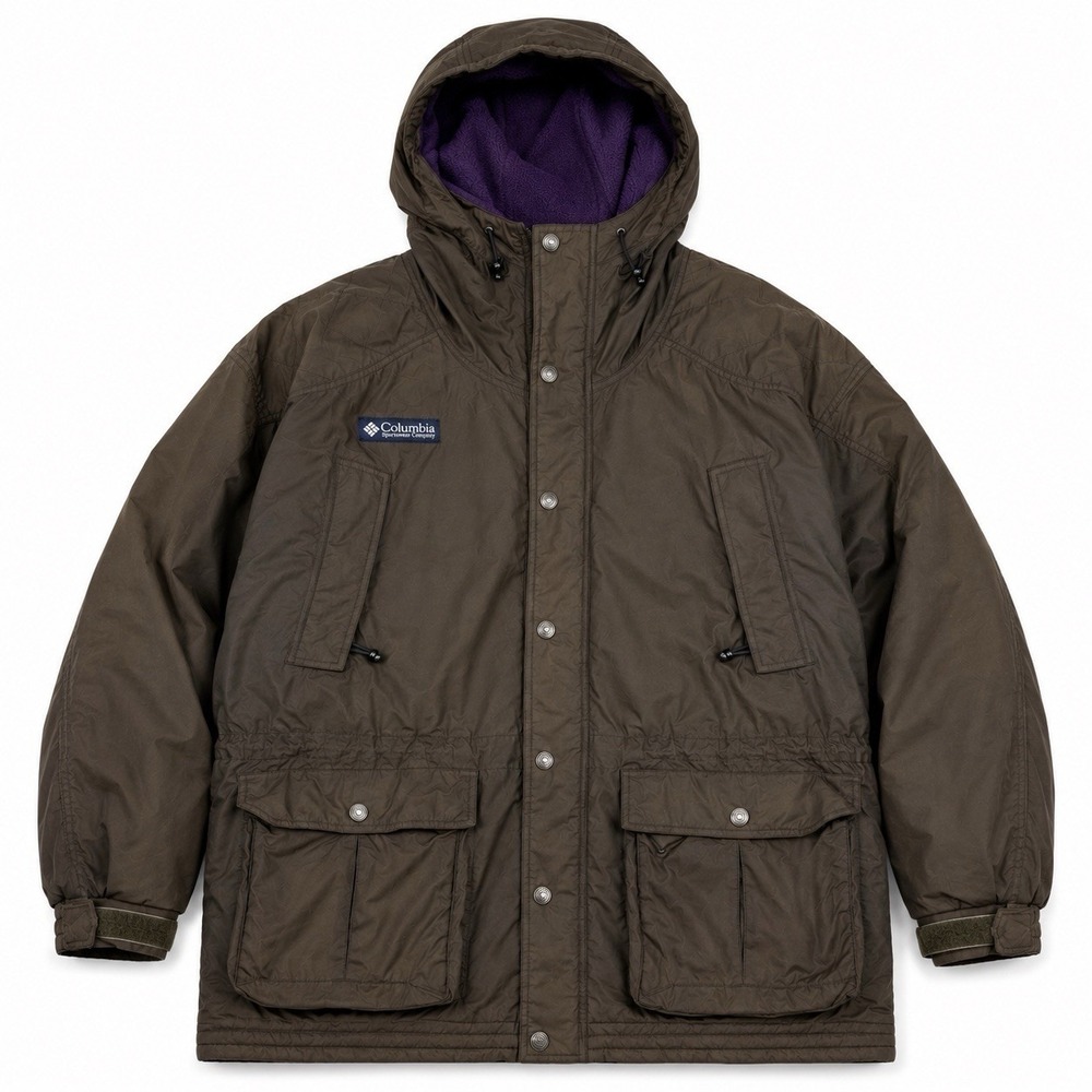 Vintage Columbia‎ 90s Hooded Parka Jacket Mens Medium Fits XL Brown Coat